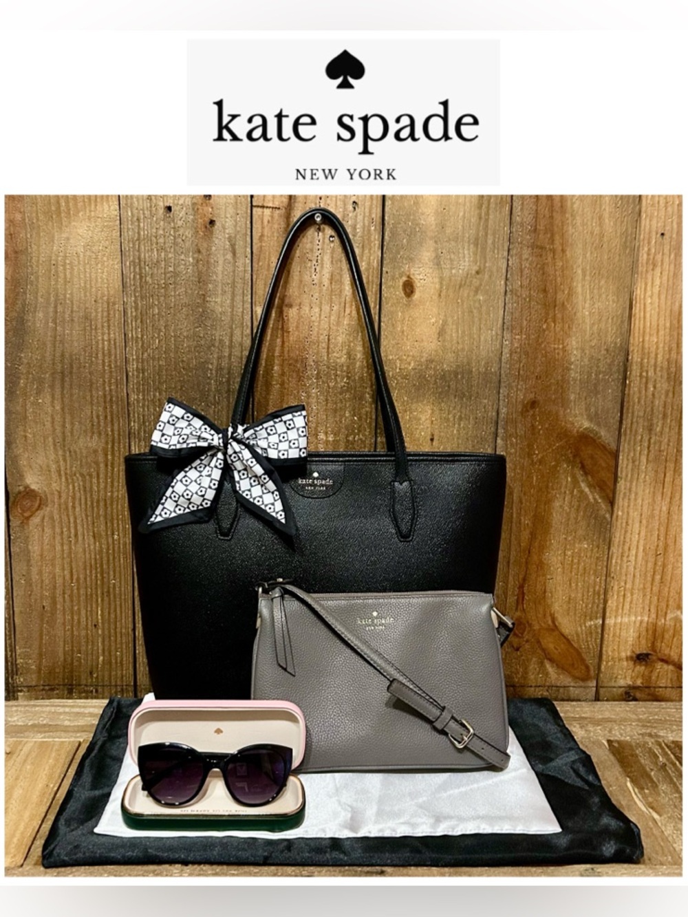Kate Spade. 7 Piece: Lori Tote & Free Crossbody, Sunnies, Case, Scarf & Dust Bag